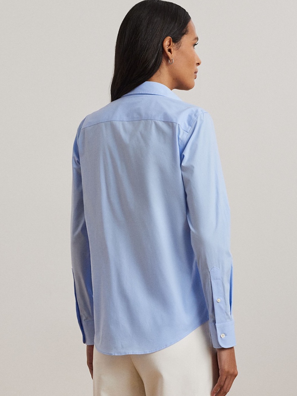 NWT - Lauren Ralph Lauren Womens Blue Stretch Non Iron Button Down Shirt $100 - Picture 2 of 6